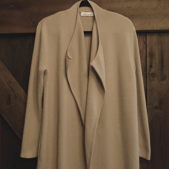 Chicwish Tan Open Front Knit Long Sleeve Coatigan Cardigan - Picture 4 of 6